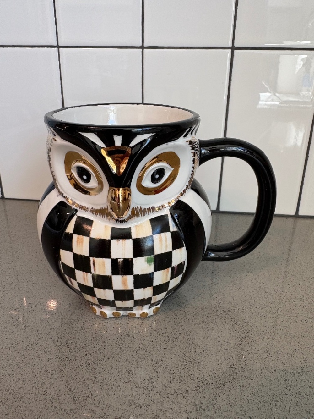 NWT MacKenzie-Childs Courtly Check owl mug - retired?